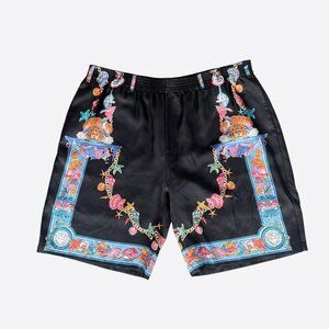 Versace Black & Multicolor Coral Theatre Graphic Shorts